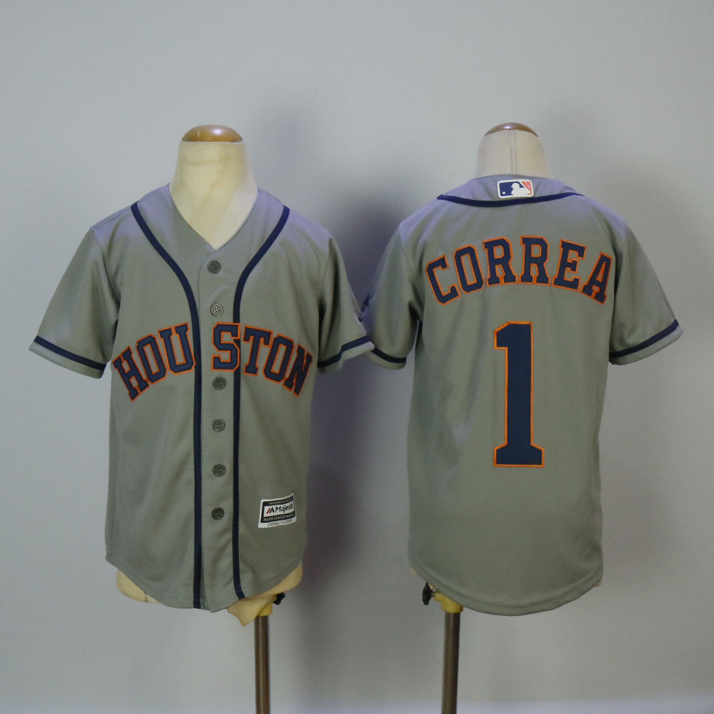 Youth Houston Astros #1 Correa Grey MLB Jerseys->women mlb jersey->Women Jersey
